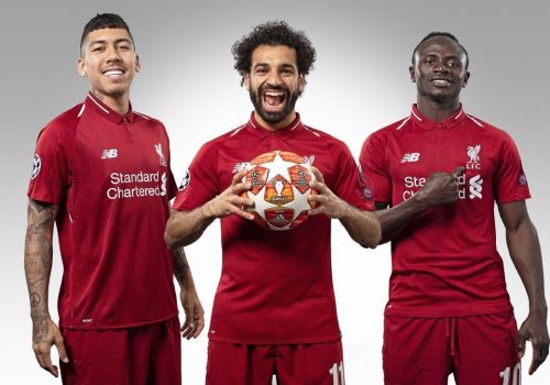 O antigo trio de ataque do Liverpool, formado por Salah, Mané e Firmino Getty Images