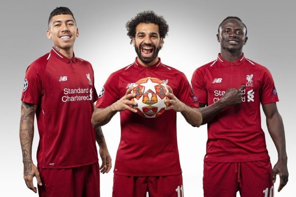 O antigo trio de ataque do Liverpool, formado por Salah, Mané e Firmino Getty Images